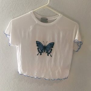 urban outfitters butterfly blue flowy top
